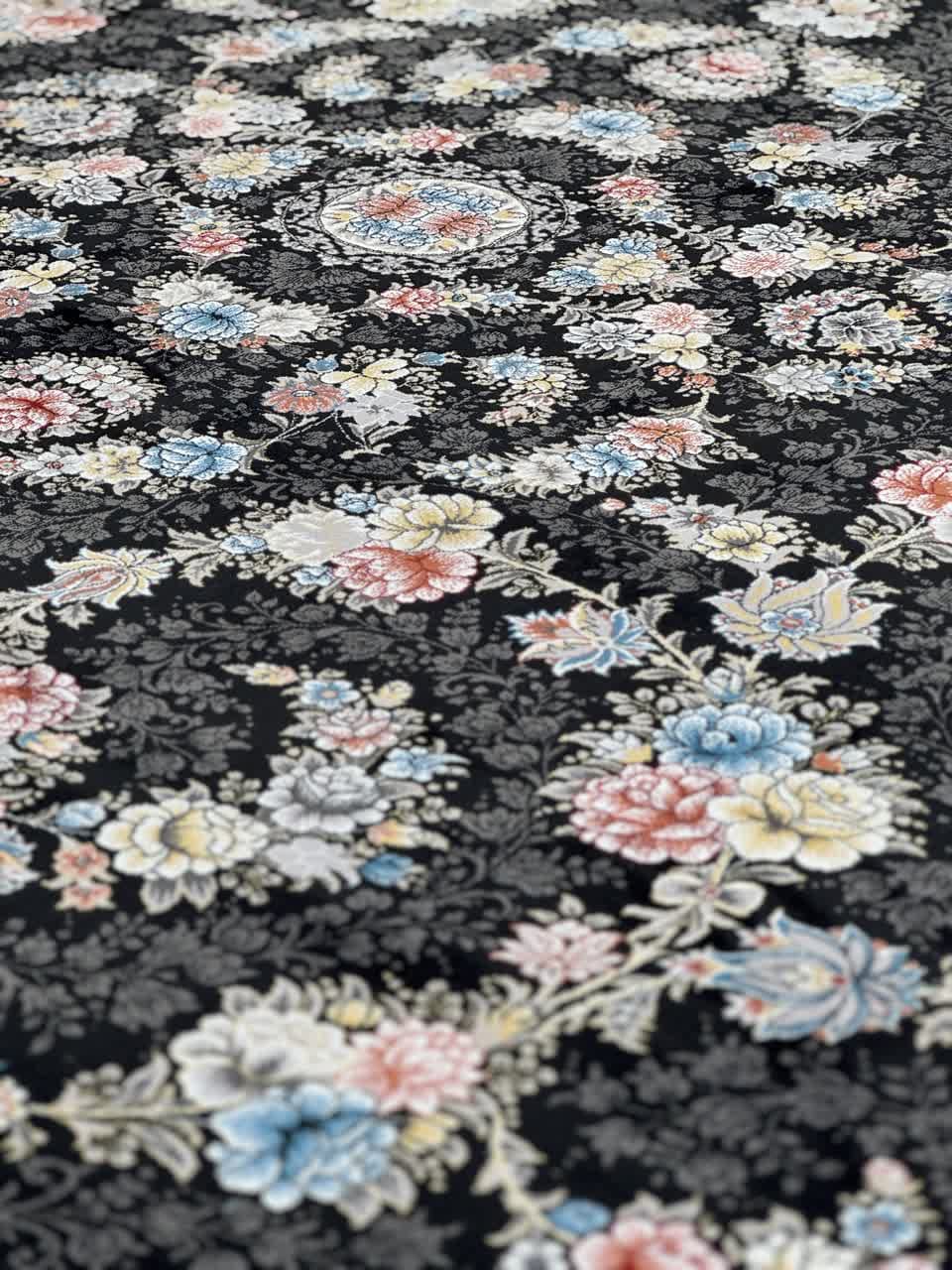 فرش 700 شانه طرح رنگین کمان زمینه مشکی 